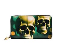 MIXMEY Terrible Skull Head Print Men'S And Women'S Leather Wallet,Mobile Phone Bag,Soft Leather Printed Zipper,Multi Card Slot Wallet