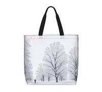 MIXMEY Trees On Snowy Days Print Tote Bag Women Single Shoulder Leisure Bag Multi-Purpose Large Shopping Bag