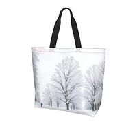 MIXMEY Trees On Snowy Days Print Tote Bag Women Single Shoulder Leisure Bag Multi-Purpose Large Shopping Bag