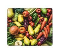 MIXMEY Various Vegetable and Fruits Print Washable Square Cloth Mousepad Pad for Office Laptops, Non Slip Rubber Base Mousepad Pad for Desktop Wireless Mice