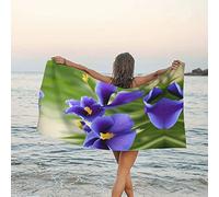 MIXMEY Violets Flower Print Soft Ultrafine Fiber Quick Drying Bath Towel, High Water Absorption Beach Towel, Suitable for Men and Women's Sports, Bathroom, Swimming Pool Travel