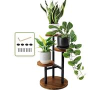 MIXMIO 3 Tier Plant Stand, Tall Metal Wood Shelf Holder for Indoor, Outdoor Display Rack Flower Pot Stand for Corner Living Room Balcony Garden Patio