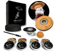 MIXOLOGIC Cocktail Smoker Kit with 4 Types of Wood Chips, Brush and 4 Glass Covers, Old Fashioned Cocktail Kit, Whisky Smoker for Drinks, Whiskey Smoke Infuser, Mens Gifts for Boyfriends Dad Husband