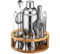 Mixology Bartender Kit: 15-Piece Bar Set Cocktail Shaker Set with Stylish Bamboo Stand | Perfect for Home Bar Tools Bartender Tool Kit and Martini Cocktail Shaker for Awesome Drink Mixing Experience