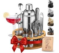 Mixology Bartender Kit: 15-Piece Bar Set Cocktail Shaker Set with Stylish Bamboo Stand | Perfect for Home Bar Tools Bartender Tool Kit and Martini Cocktail Shaker for Awesome Drink Mixing Experience