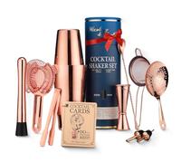 Mixology & Craft Deluxe Copper Cocktail Shaker Set - Weighted Boston Shaker Kit for Bartenders - Includes Japanese Jigger, Muddler, Pourers, Strainers - Perfect for Home Bars and Gifts