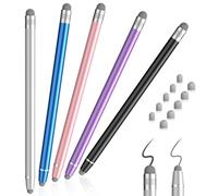 Mixoo 5Pack Stylus Pens for Touch Screens, 2in1 Fiber & Rubber Tips, Compatible with iPad Pro/iPhone/Samsung Galaxy & All Universal Touch Devices