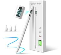 MIXOO Stylus Pen for Touch Screen, Active Universal Stylus Pen Compatible with iPad/iPhone Other iOS/Android Smartphone and Tablet Devices Tablet Pen with Power Display, White