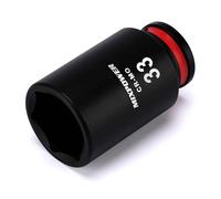 MIXPOWER 1/2" Drive Deep Impact Socket, CR-MO, 33mm, Metric, 6 Point, Axle Nut Impact Grade Socket for Easy Removal