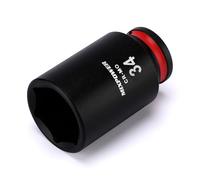MIXPOWER 1/2" Drive Deep Impact Socket, CR-MO, 34mm, Metric, 6 Point, Axle Nut Impact Grade Socket for Easy Removal
