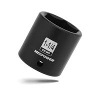 MIXPOWER 1/2" Drive Shallow Impact Socket, CR-MO, 1-1/4", 6 Point, Radius Corner Design, Axle Nut Impact Grade Socket for Easy Removal