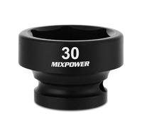 MIXPOWER 1/2" Drive Stubby Impact Socket,CR-MO,30mm,6-Point,Metric,Radius Corner Design, Axle Nut Impact Grade Socket for Easy Removal