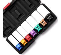 MIXPOWER 1/2" Drive Wheel Protector Impact Socket, 7pcs Thin Wall Deep Impact Socket Set, Durable Plastic Sleeve Lug Nut Socket, 6 Point, Metric, Color-Coded, 17mm, 19mm, 21mm, 22mm, 23mm, 24mm,27mm