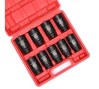MIXPOWER 1/2-Inch Drive Deep Impact Socket Set, 6 Point, CR-MO, Metric, 29mm-38mm, 9-Piece 1/2" Dr. Deep Spindle Axle Nut Impact Socket Set