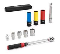 MIXPOWER 10PCS 1/2" Drive Torque Wrench Set, Car Wheel Torque Wrench 20-230Nm with Extensions, Sockets, Adapter, Dual-Direction Adjustable 72 Tooth, CR-V