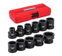 MIXPOWER 11-Piece 1/2" Drive Stubby Impact Socket,CR-MO,3/8"-1",6-Point,SAE,Radius Corner Design, Axle Nut Impact Grade Socket for Easy Removal