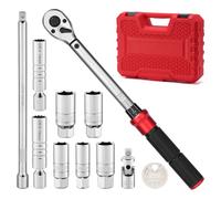 MIXPOWER 11-Piece 3/8" Dr. Spark Plug Socket Set, 6 &12-Point, with 5-60Nm Click Torque Wrench, Spark Plug Gapper, U-Joint & Extension Bar, CR-V