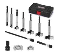 MIXPOWER 12 PCS Forstner Bit Set, 10-40 mm, Wood Boring Bits, with Adapter & Extension Bar & Storage Box