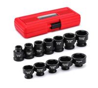 MIXPOWER 12-Piece 3/8" Drive Stubby Impact Socket,CR-MO,5/16"-1",6-Point,SAE,Radius Corner Design, Axle Nut Impact Grade Socket for Easy Removal