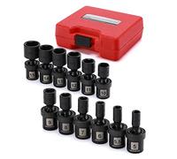 MIXPOWER 12 Pieces 1/4" Drive Metric Shallow Universal Impact Socket Set, CR-MO, Swivel Socket with Flexible Wobble, 5mm - 15mm