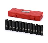 MIXPOWER 13 Pieces 3/8-Inch Drive Deep Impact Socket Set, 7mm to 19mm, CR-V, Metric, 6 Point, Deep, 13 Pieces 3/8" Dr. Socket