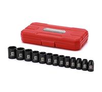 MIXPOWER 13 Pieces 3/8-Inch Drive Shallow Impact Socket Set, 7mm to 19mm, CR-V, Metric, 6 Point, Shallow, 13 Pieces 3/8" Dr. Socket