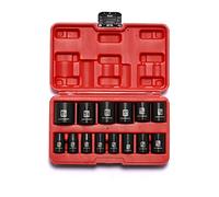 MIXPOWER 14 Pieces 1/2-Inch Drive Shallow Impact Socket Set, 3/8-Inch to 1-1/4-Inch, CR-V, SAE, 6 Point, Shallow, 14 Pieces 1/2" Dr. Shallow Socket