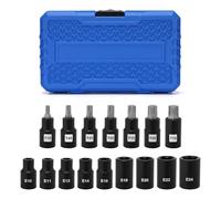 MIXPOWER 16-Piece 1/2" Drive Torx Bit Socket and Female External Socket Set,T30-T70, E10-E24, CR-V