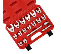 MIXPOWER 18-Piece 3/8" Drive Crowfoot Wrench Set, 8-24mm, CR-MO, with Adapter and Extension Bar