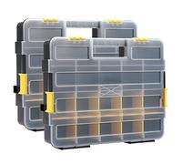 MIXPOWER 2 Pieces 34-Compartment Toolbox Organizer sets, 20 Removable Dividers, Black/Yellow, 2 Pieces Set, Excellent for Screws, Nuts, Small Parts
