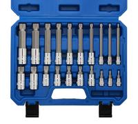MIXPOWER 20PCS 1/4", 3/8", 1/2" Drive Spline Tip Bit Socket Set, M4-M18, 4" Length, Standard&Extra Long, XZN Triple Square Socket Set