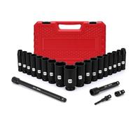 MIXPOWER 22-Piece 1/2" Drive Deep Impact Socket Set, 8mm to 32mm, Metric, 6 Point, with Extension Bars and Adapter, CR-V