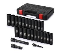 MIXPOWER 25 Pieces 1/2-Inch Drive Deep Impact Socket Set, CR-V, Metric/SAE, Includes 12mm to 24mm, 3/8-Inch to 1-Inch, 3", 5" Extension bars, 1/2"-1/4" Adapter