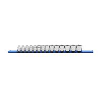 MIXPOWER 3/8" Drive Low Profile Stubby Impact Socket Set with Storage Rails, 14-Piece, 6 Point, 6-19mm, CR-V, Metric, Nano Impact Socket Set
