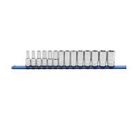 MIXPOWER 3/8" Drive Mid-Length Socket Set with Storage Rails, 14-Piece, 6 Point, 6-19mm, CR-V, Metric, Semi-Deep Socket Set