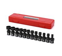 MIXPOWER 3/8" Drive Shallow Impact Universal Joint Swivel Socket Set, SAE, 5/16" - 1", Shallow, Flexible Wobble, Chrome Molybdenum Steel, 12 Pieces Set