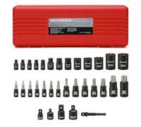 MIXPOWER 32PCS Torx Bit Socket Set, 14 Star Bits (T8-T70)& 13 E-Torx Sockets (E4-E24), 1/4" & 3/8" & 1/2" Drive, CR-V & S2 Alloy Steel