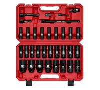 MIXPOWER 33 PCS 1/2” Drive Impact Socket Set, 10 to 36mm Deep, 6-Point Hex Socket with Portable Case,Metric,CR-V&CR-MO Steel