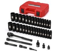 MIXPOWER 36-Piece 1/2-Inch Drive Deep Impact Socket Master Set with 10-inch Quick-Release Ratchet Handle & Accessories, Deep, SAE and Metric, CR-V Steel