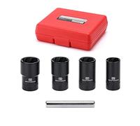 MIXPOWER 5 Pieces 1/2" Drive Nut and Bolt Extractor Set, Lug Nut Remover Extractor Tool, 17 19 21 22mm Sockets & 12mm Center Punch Bar, Twist Socket Tool Set