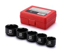 MIXPOWER 5 Pieces 3/8-Inch Drive Low Profile Fuel Filter Socket Set, Low Profile Design for Easy Access, Chrome Vanadium Steel for Resist Rust and Corrosion, Low Profile Design for Easy Access