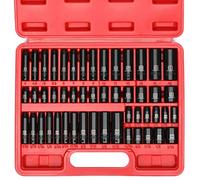 MIXPOWER 50 Pieces 1/4" Dr. Impact Socket Set, CR-V, 6 Point, SAE/Metric, 5/32 Inch - 9/16 Inch, 4mm - 15mm, Shallow/Deep