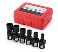 MIXPOWER 6PCS 1/4" Drive SAE Shallow Universal Impact Socket Set, 1/4" - 9/16", Swivel Socket with Flexible Wobble, CR-MO