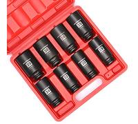 MIXPOWER 8-Piece 1/2-Inch Drive Deep Impact Socket Set,12 Point, Metric, CR-MO, 29,30 32 34 35,36,38,39mm, Heavy Duty Impact Socket Set