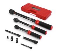 MIXPOWER 9 PCS Torque Wrench Set, 1/4" Dr. 3-25 Nm, 3/8" Dr. 5-60 Nm, 1/2" Dr. 20-230 Nm, with Adapter and Extension Bar, CR-V