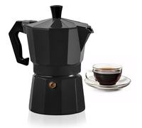 Mixpresso Aluminum Moka stove coffee maker, Moka Pot Coffee Maker for Gas or Electric Stove Top, Classic Italian Coffee Maker,5 oz , Excellent Camping Coffee Pot (Black)