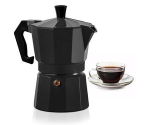 Mixpresso Aluminum Moka stove coffee maker, Moka Pot Coffee Maker for Gas or Electric Stove Top, Classic Italian Coffee Maker,5 oz , Excellent Camping Coffee Pot (Black)