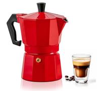 Mixpresso Aluminum Moka Stove Coffee Maker, Red Moka Pot for Gas & Electric Stove Top, Classic Italian Espresso Maker, Camping Pot 3 Cup 5 Oz