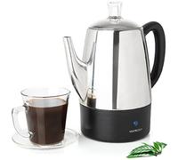Mixpresso Getue Electric Coffee Percolator | Stainless Steel Coffee Maker | Percolator Electric Pot - 10 Cups Stainless Steel Percolator With Coffee Basket