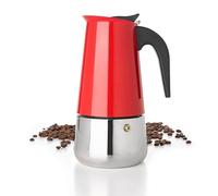 Mixpresso Red 9 Cup Greca Stovetop Espresso Pot 450ml/15oz, Moka Pot with Coffee Percolator Design, Stainless Steel Stove Top Coffee Maker for Camping or Home Use,Italian Stovetop Espresso Maker